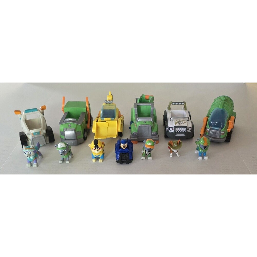Paw Patrol Toy Vehicles & Figure Lot - Everest Rubble Rocky Tracker Chase
